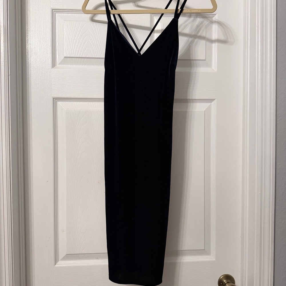 Navy Velvet Midi Dress
